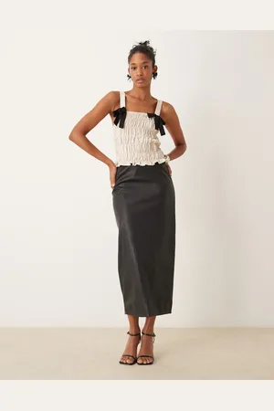 New Look PU pencil midi skirt in