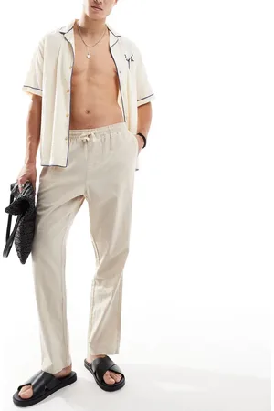 Rhythm Classic linen beach Jam pants in bone-White