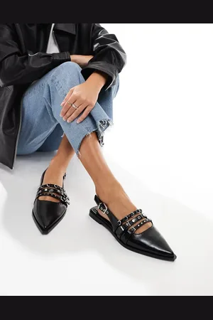 Stradivarius Buckle detail pointed flat slingbacks in