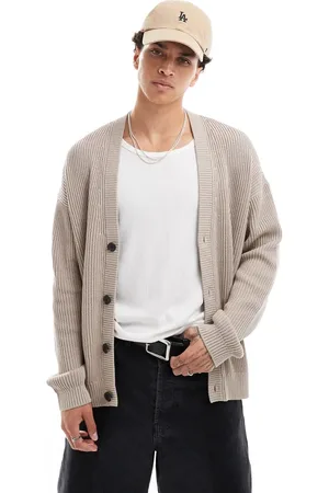 Calvin Klein Woven label cardigan in mauve-Purple
