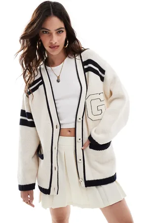 GANT Knit cardigan with varsity logo in -White
