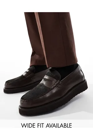 ASOS Penny loafers in leather with faux fur detail