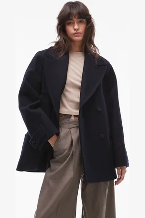 & OTHER STORIES Wool blend double breasted cropped coat with double pocket detail in