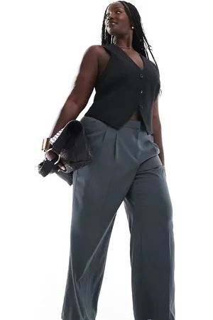 VERO MODA Rita tailored wide leg dad pants in asphalt