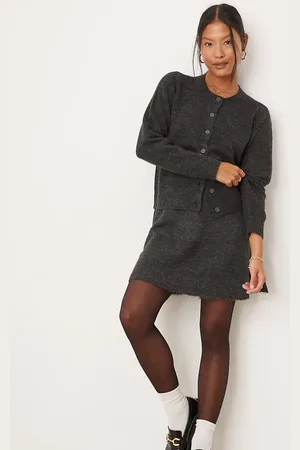 VILA Knitted mini skirt in dark grey (part of a set)