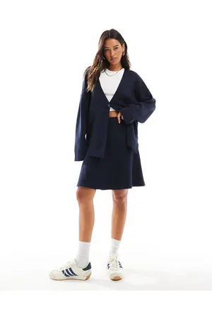 Object Knitted mini skater skirt in navy (part of a set)
