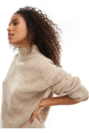 VERO MODA High neck jumper with ribbing in melange-Neutral