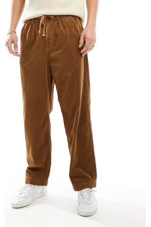 Ralph Lauren Easy pleated straight cord pants in -Brown
