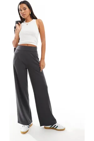 JDY Wide leg tailored pants in charcoal (part of a set)-Grey