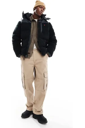 Ralph Lauren Detachable hood borg down puffer jacket in