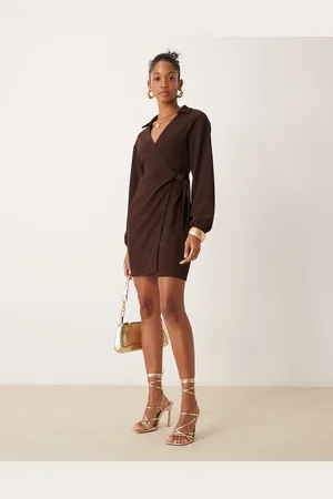 New Look Wrap mini dress with collar in