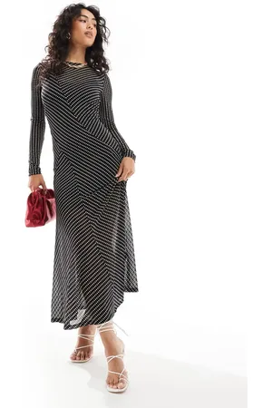 Forever New Textured spliced maxi dress in black dot