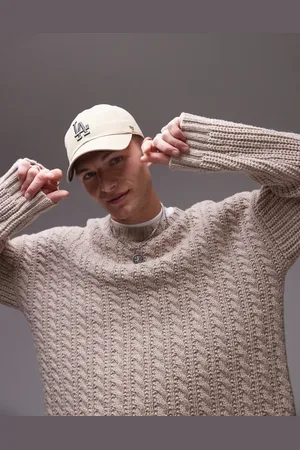 ARKET Wool cable knit jumper in beige melange-White