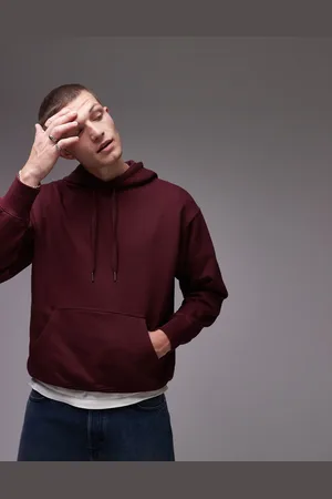 ARKET Relaxed terry hoodie in burgundy-Red