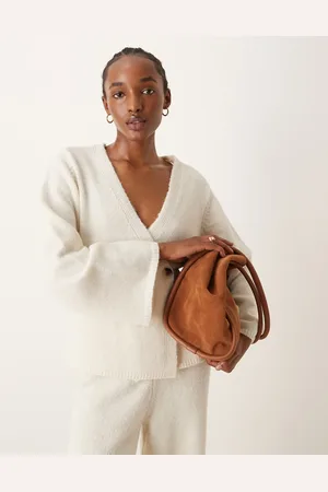 Y.A.S Long sleeve knitted cardigan in birch (part of a set)-White