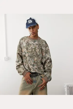 COLLUSION Boxy sweat in khaki camo print