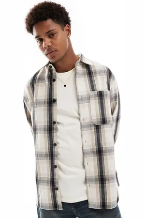 JJ Heavy check overshirt in beige-Neutral