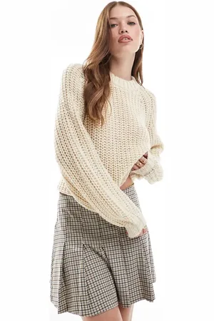 JJXX Chunky cropped jumper in buttermilk-White