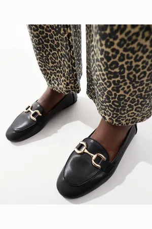 London Rebel Nori snaffle trim flat shoes in black