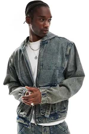 Liquor N Poker Textured denim jacket in (part of a set)-Neutral