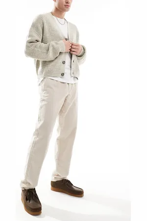 JACK & JONES Loose fit drawstring cord pants in light beige-Neutral