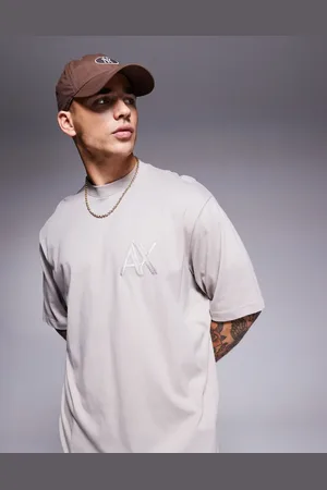 Armani Exchange Tonal logo t-shirt in beige-Neutral