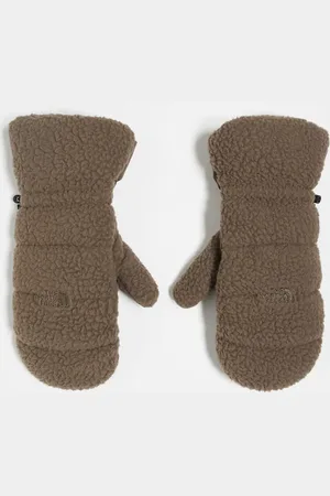 The North Face Cragmont borg logo mittens in brown