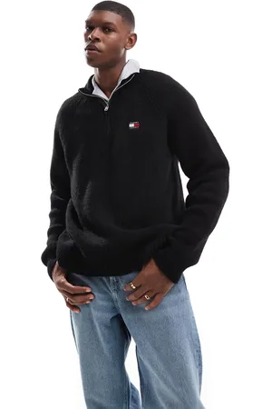 Tommy Hilfiger 1/4 zip badge jumper in black