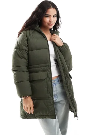 Tommy Hilfiger Oversized long puffer jacket in khaki green