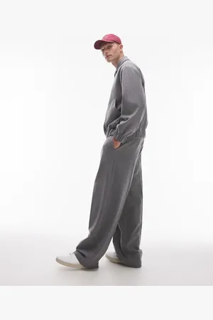 Topman Premium wide leg wool trackies in