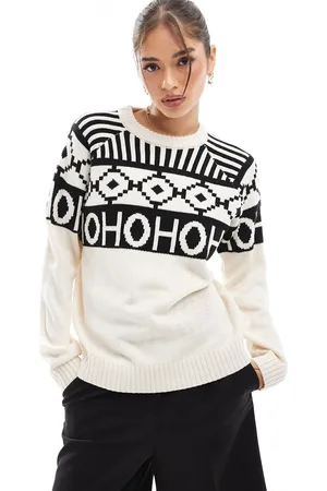 Brave Soul Christmas jumper with jacquard detail in -White
