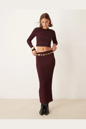 New Look Texture midi skirt in (part of a set)-Red