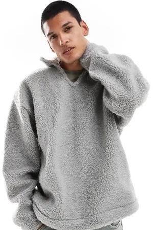 COLLUSION Borg notch neck sweat in