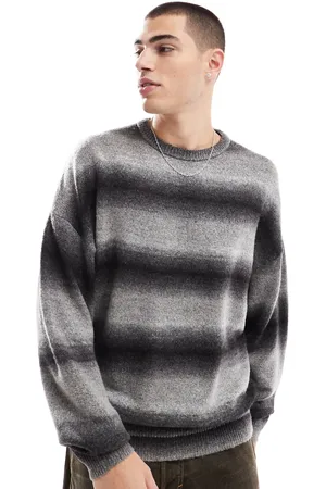 ADPT. Oversized ombre stripe jumper in grey