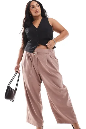 ASOS Curve tailored barrel leg pants with double ties in -Pink