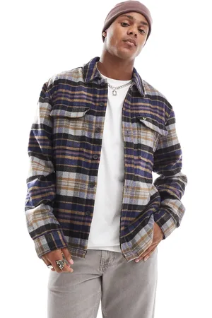 Lyle & Scott Check flannel overshirt in dark navy / chalk