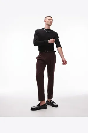 Topman Premium taper suit pants in red