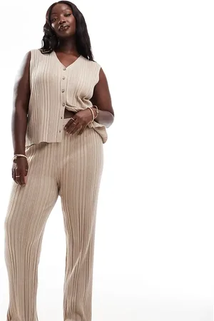 In The Style Knitted pants in light brown (part of a set)-Neutral