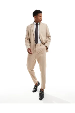 ASOS Tapered suit pants in tonal neutral prince of wales check
