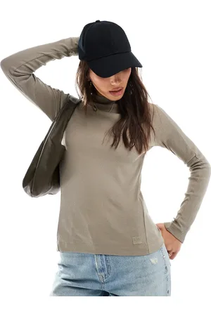 G-Star Slim ribbed long sleeve t-shirt in light with mock neck
