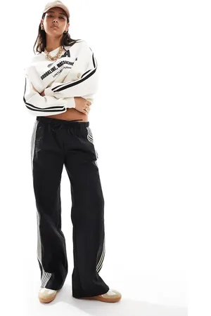 Pull&Bear Side stripe wide leg nylon trackies in