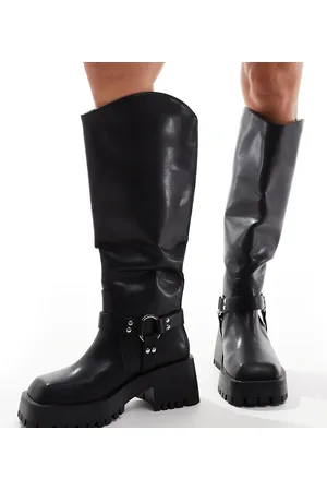 Raid Ultra biker knee boots with square toe in black