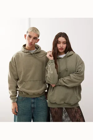 Reclaimed Unisex oversized hoodie in green overdye