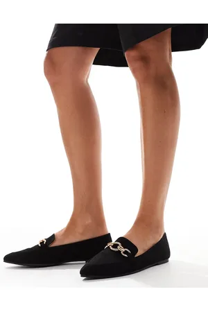 London Rebel London Rebel Felicity Wide Fit pointed flat shoes in black