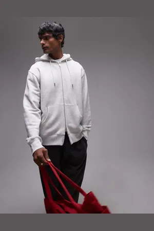 ARKET Relaxed hoodie with zip front in light