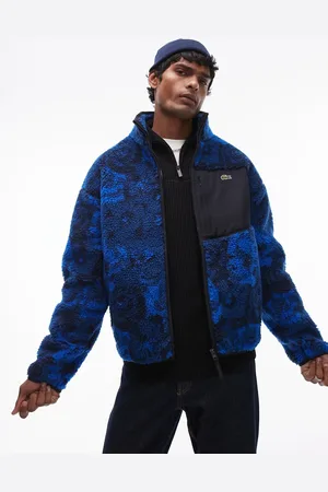 Lacoste Zip fleece jacket in blue print