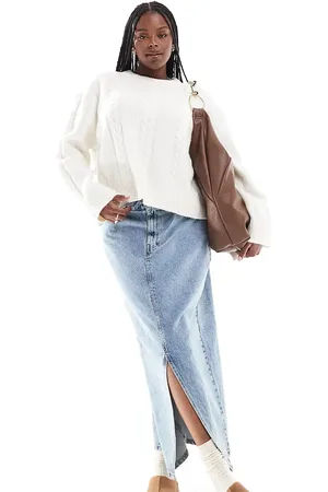 ASOS ASOS DESIGN Curve cable crew neck jumper in -White