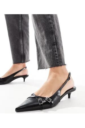 Pull&Bear Slingback kitten heels in print-Multi