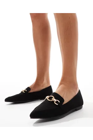 London Rebel Felicity pointed flat shoes in black