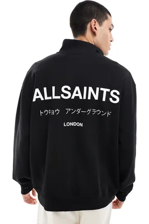 AllSaints Underground 1/2 zip sweatshirt in black
